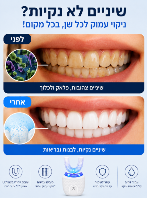 U-SMILE™ - מברשת שיניים חשמלית אוטומטית לשימוש פשוט ויעיל יותר